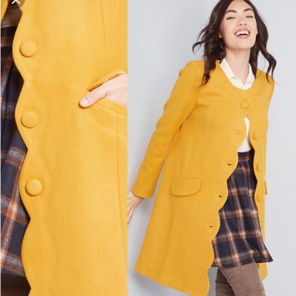 Modcloth Jackets & Blazers - Yellow Modcloth scalloped coat like new